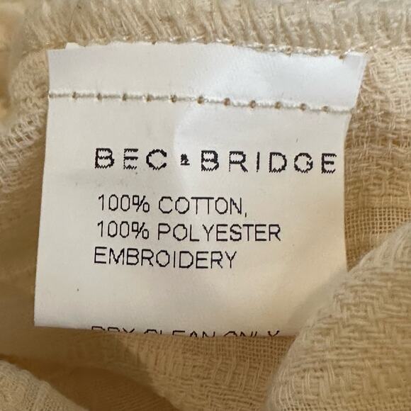 Bec & Bridge Cream Blue Embroidered Tassel Tie Open Back Sleeveless Top sz 4 EUC - Picture 9 of 10